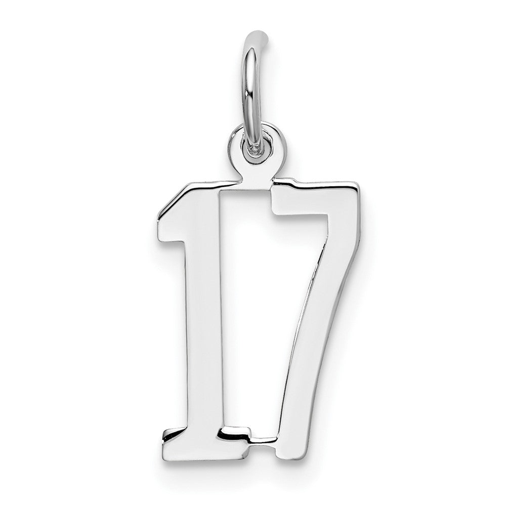 Sterling Silver/Rhodium-plated Elongated Number 17 Charm QES17