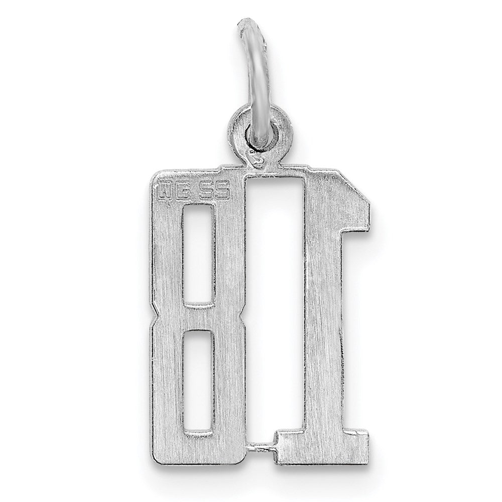 Sterling Silver/Rhodium-plated Elongated Number 18 Charm QES18