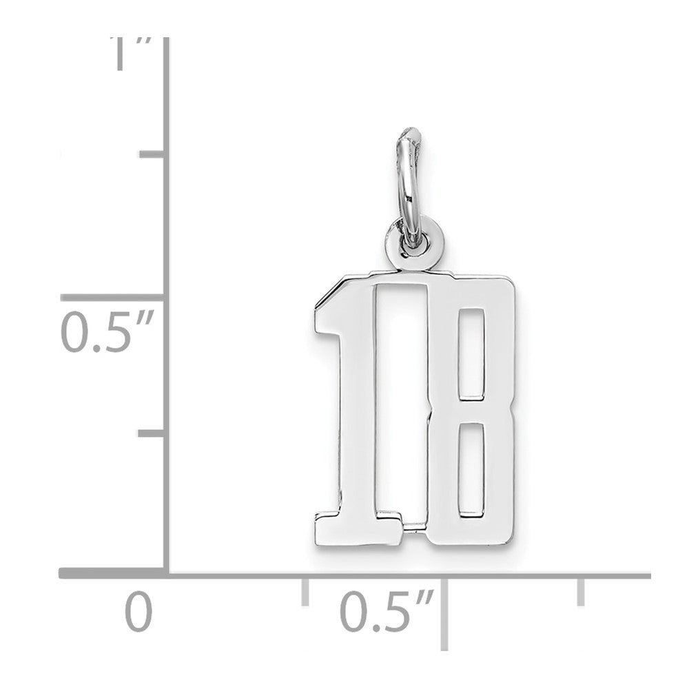 Sterling Silver/Rhodium-plated Elongated Number 18 Charm QES18