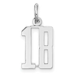 Sterling Silver/Rhodium-plated Elongated Number 18 Charm QES18