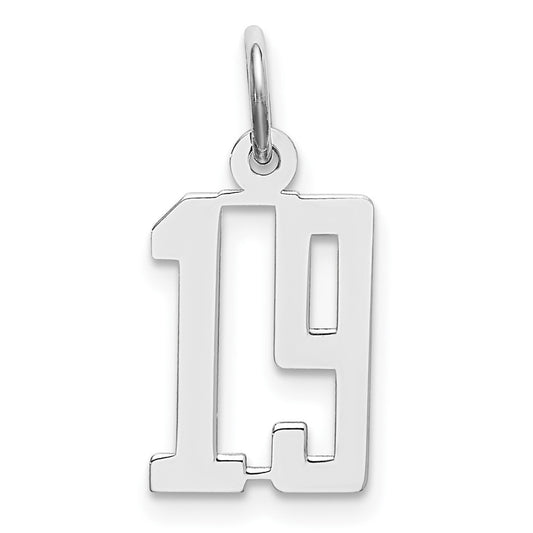 Sterling Silver/Rhodium-plated Elongated Number 19 Charm QES19
