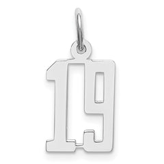 Sterling Silver/Rhodium-plated Elongated Number 19 Charm QES19