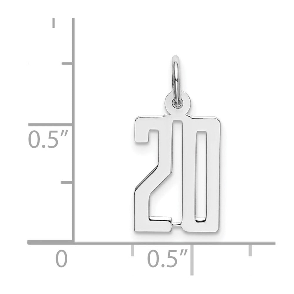 Sterling Silver/Rhodium-plated Elongated Number 20 Charm QES20
