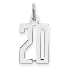 Sterling Silver/Rhodium-plated Elongated Number 20 Charm QES20