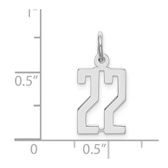 Sterling Silver/Rhodium-plated Elongated Number 22 Charm QES22