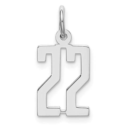 Sterling Silver/Rhodium-plated Elongated Number 22 Charm QES22