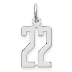 Sterling Silver/Rhodium-plated Elongated Number 22 Charm QES22