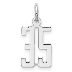 Sterling Silver/Rhodium-plated Elongated Number 35 Charm QES35