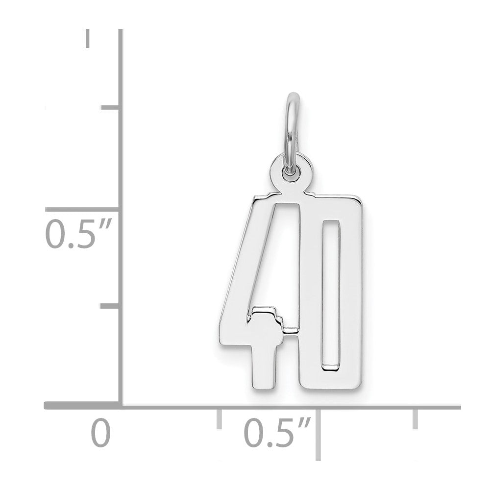 Sterling Silver/Rhodium-plated Elongated Number 40 Charm QES40