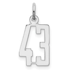 Sterling Silver/Rhodium-plated Elongated Number 43 Charm QES43