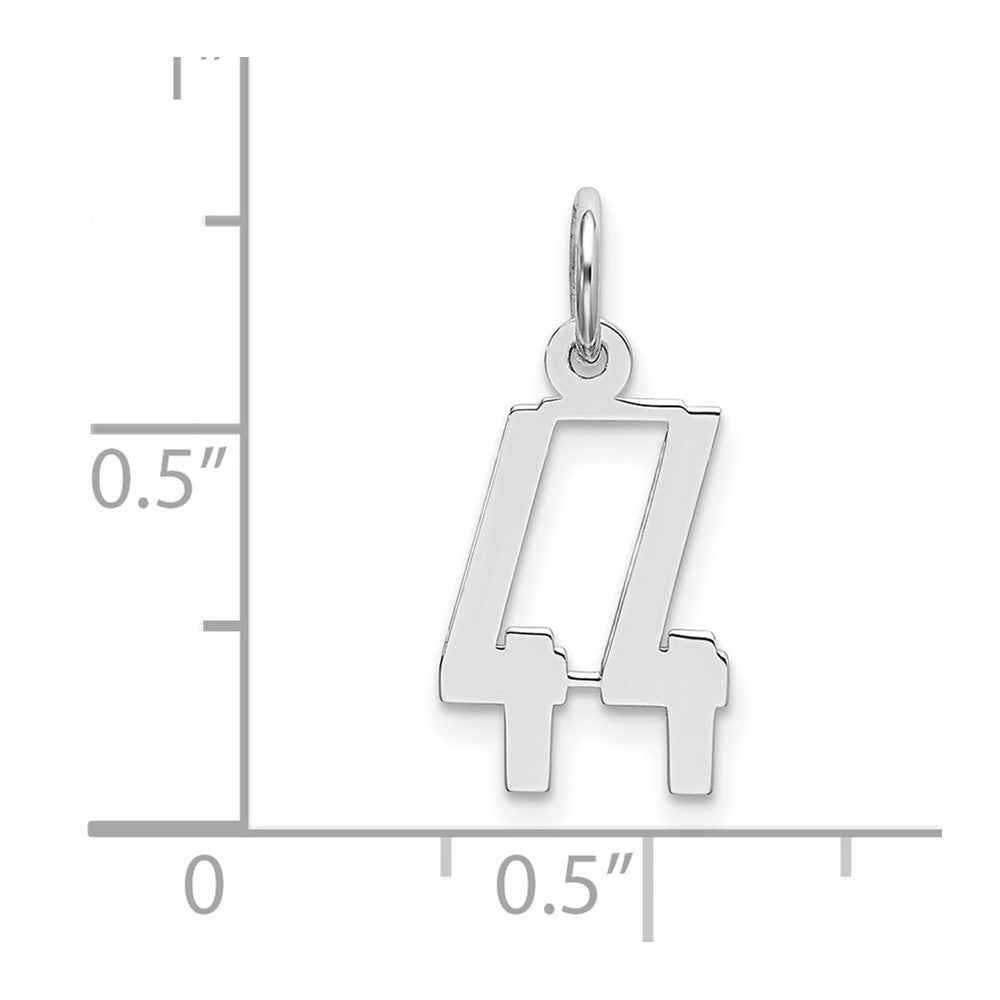 Sterling Silver/Rhodium-plated Elongated Number 44 Charm QES44