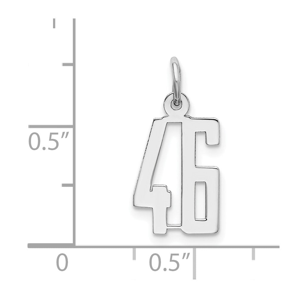 Sterling Silver/Rhodium-plated Elongated Number 46 Charm QES46