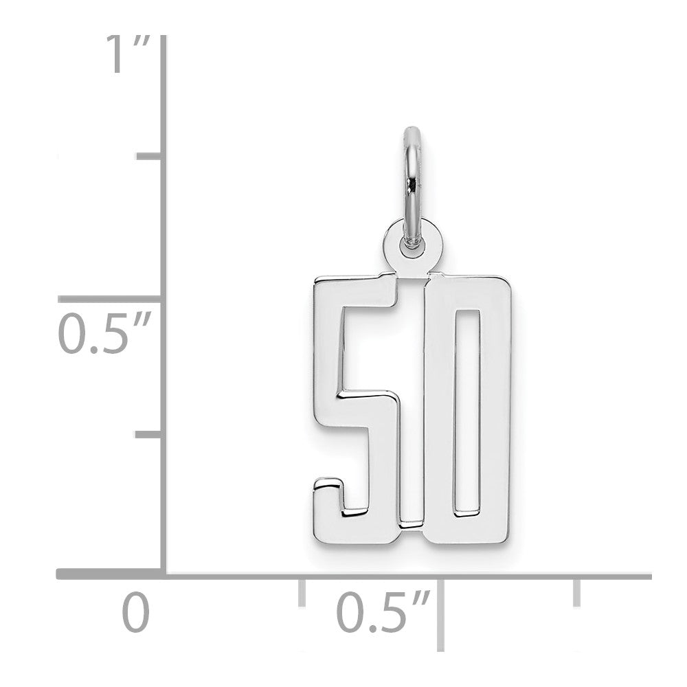 Sterling Silver/Rhodium-plated Elongated Number 50 Charm QES50