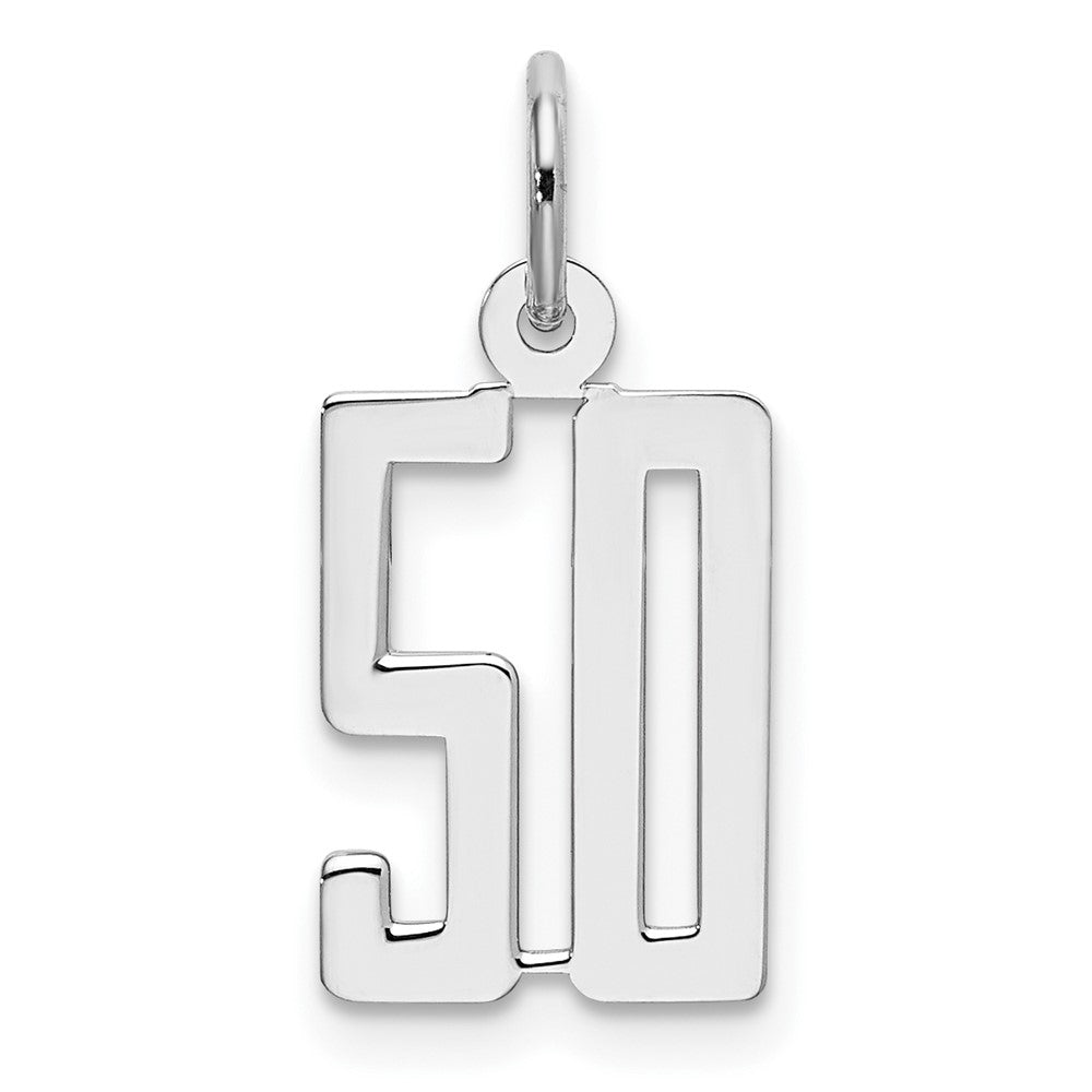 Sterling Silver/Rhodium-plated Elongated Number 50 Charm QES50