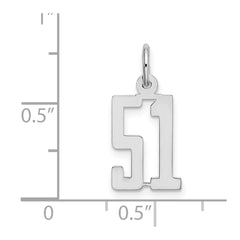 Sterling Silver/Rhodium-plated Elongated Number 51 Charm QES51