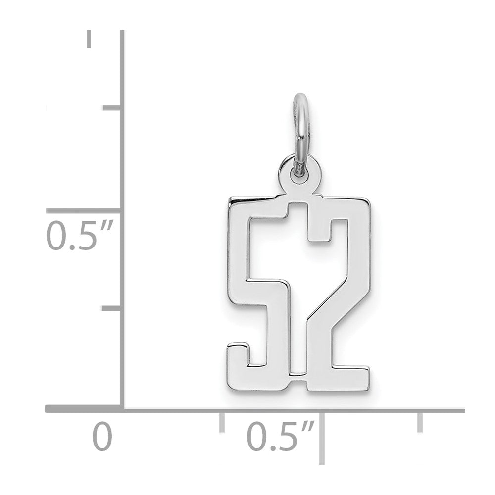 Sterling Silver/Rhodium-plated Elongated Number 52 Charm QES52