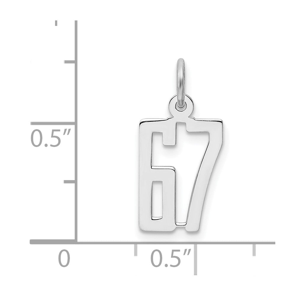 Sterling Silver/Rhodium-plated Elongated Number 67 Charm QES67