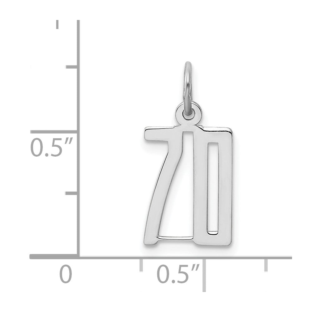 Sterling Silver/Rhodium-plated Elongated Number 70 Charm QES70