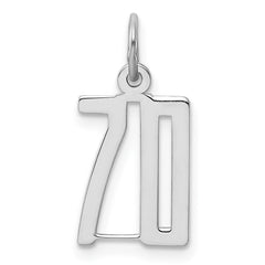 Sterling Silver/Rhodium-plated Elongated Number 70 Charm QES70