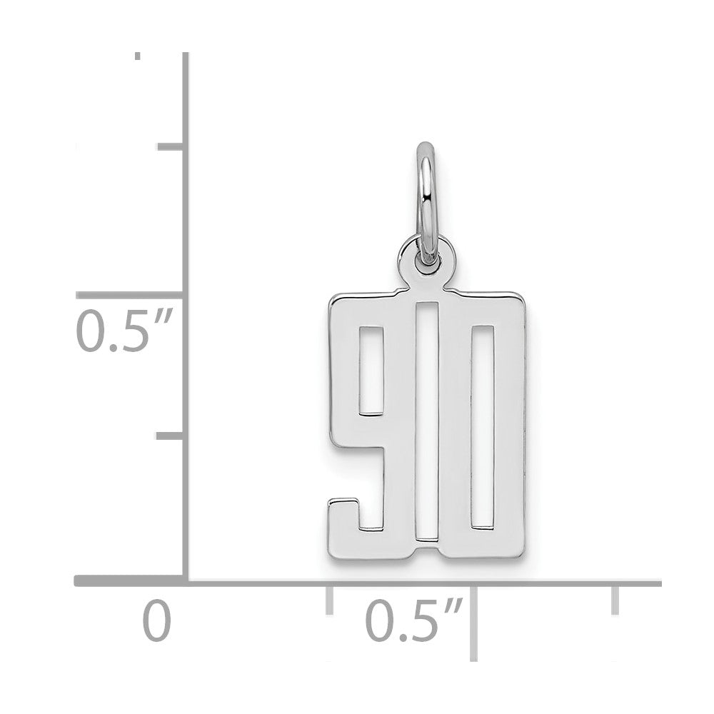 Sterling Silver/Rhodium-plated Elongated Number 90 Charm QES90