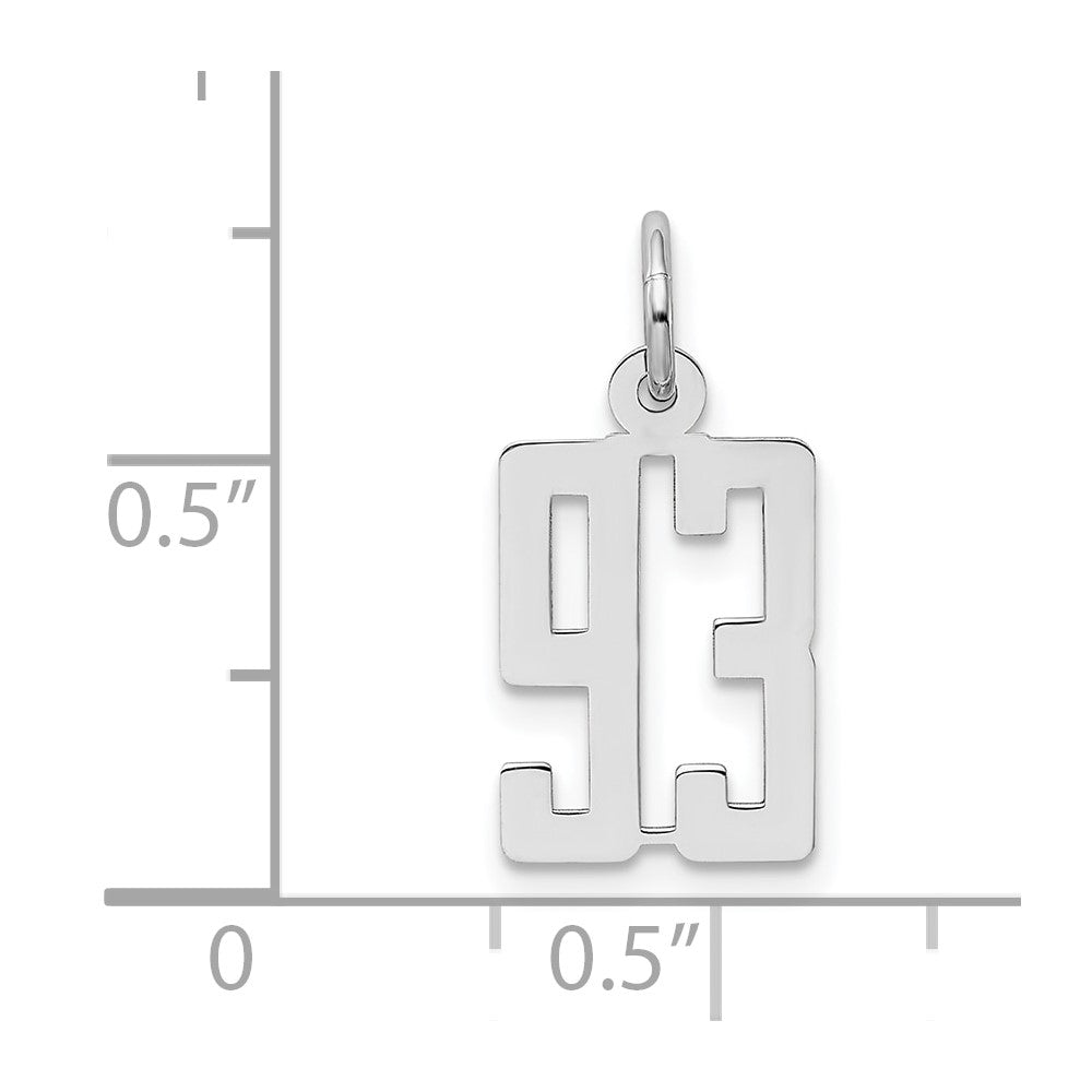Sterling Silver/Rhodium-plated Elongated Number 93 Charm QES93