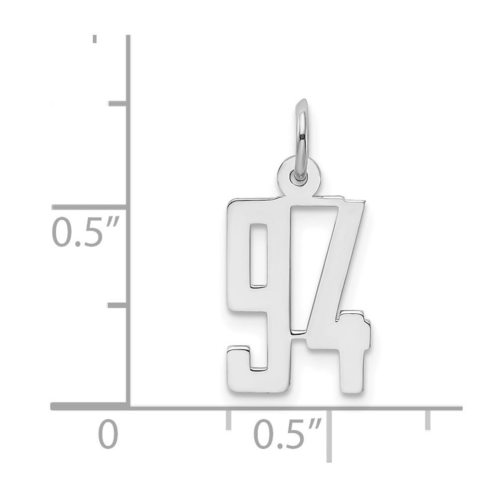 Sterling Silver/Rhodium-plated Elongated Number 94 Charm QES94