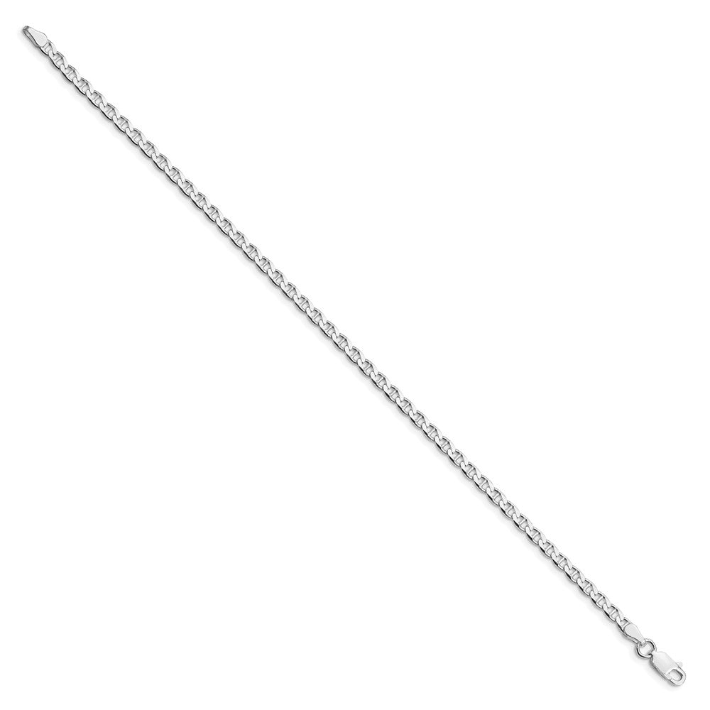 Sterling Silver Rhodium-plated 3.15mm D/C Flat Anchor Curb Chain QFAN080R-8