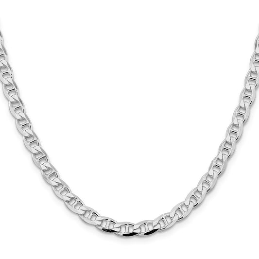 Sterling Silver Rhodium-plated 5.7mm D/C Flat Anchor Curb ChainQFAN150R