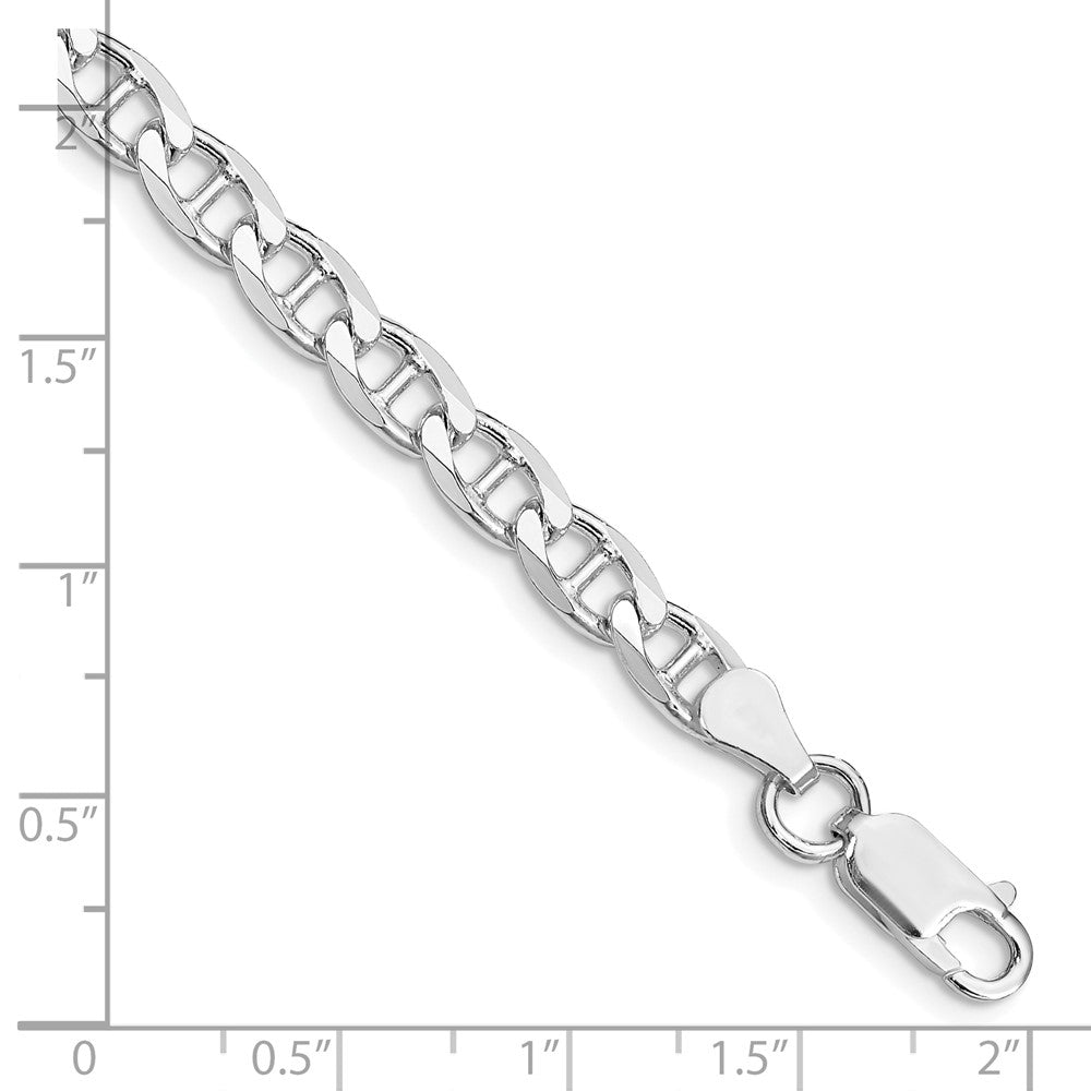 Sterling Silver Rhodium-plated 5.7mm D/C Flat Anchor Curb Chain QFAN150R-8