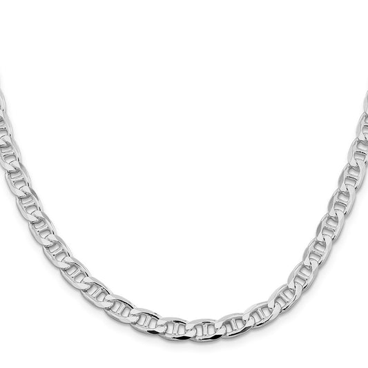 Sterling Silver Rhodium-plated 6.5mm D/C Flat Anchor Curb ChainQFAN180R