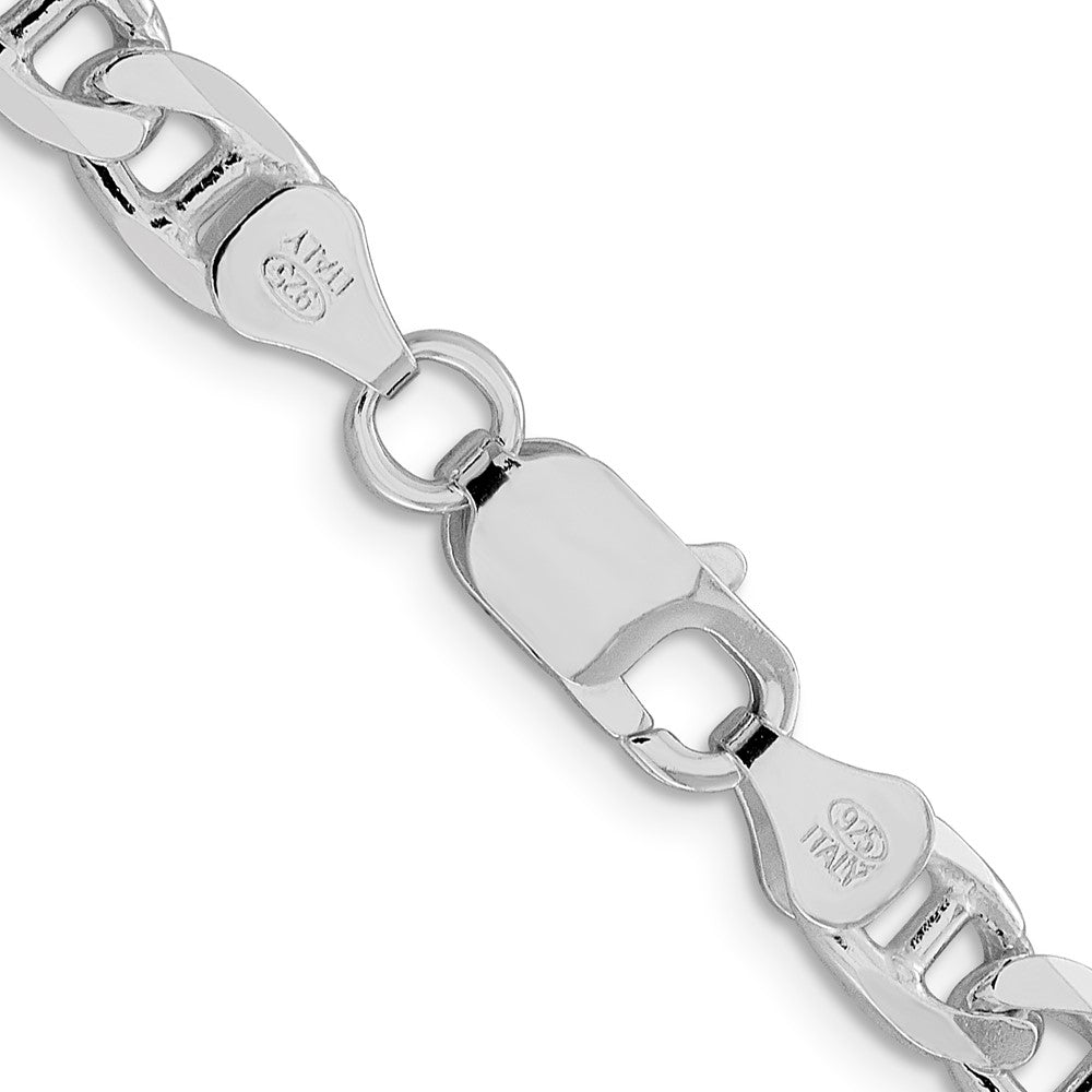 Sterling Silver Rhodium-plated 6.5mm D/C Flat Anchor Curb ChainQFAN180R