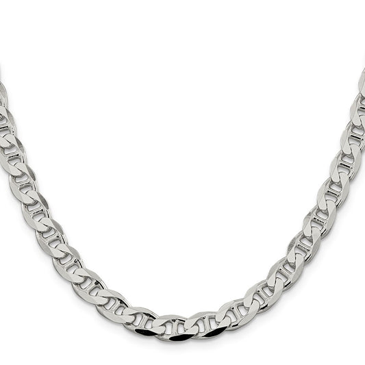 Sterling Silver 7.4mm D/C Flat Anchor Curb ChainQFAN200