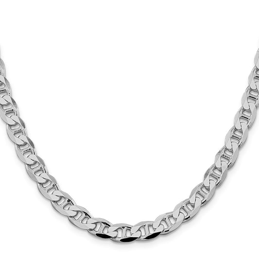 Sterling Silver Rhodium-plated 7.4mm D/C Flat Anchor Curb ChainQFAN200R