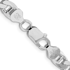 Sterling Silver Rhodium-plated 7.4mm D/C Flat Anchor Curb ChainQFAN200R
