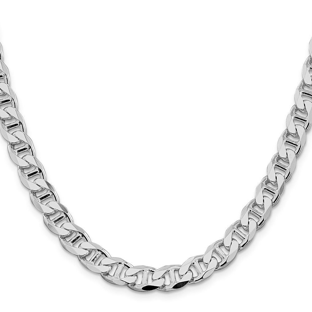 Sterling Silver Rhodium-plated 8.25mm D/C Flat Anchor Curb ChainQFAN220R