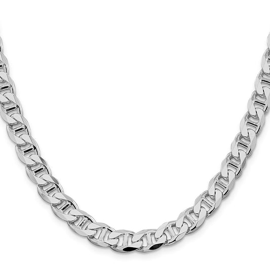 Sterling Silver Rhodium-plated 8.25mm D/C Flat Anchor Curb ChainQFAN220R