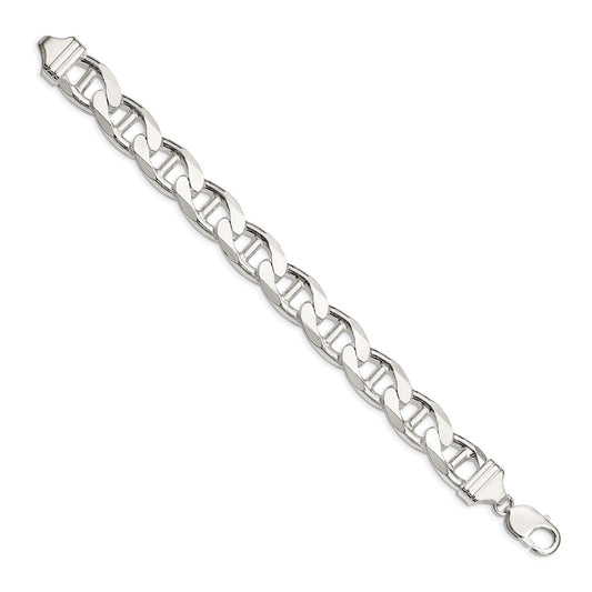 Sterling Silver 13.5mm D/C Flat Anchor Curb Chain QFAN350-8