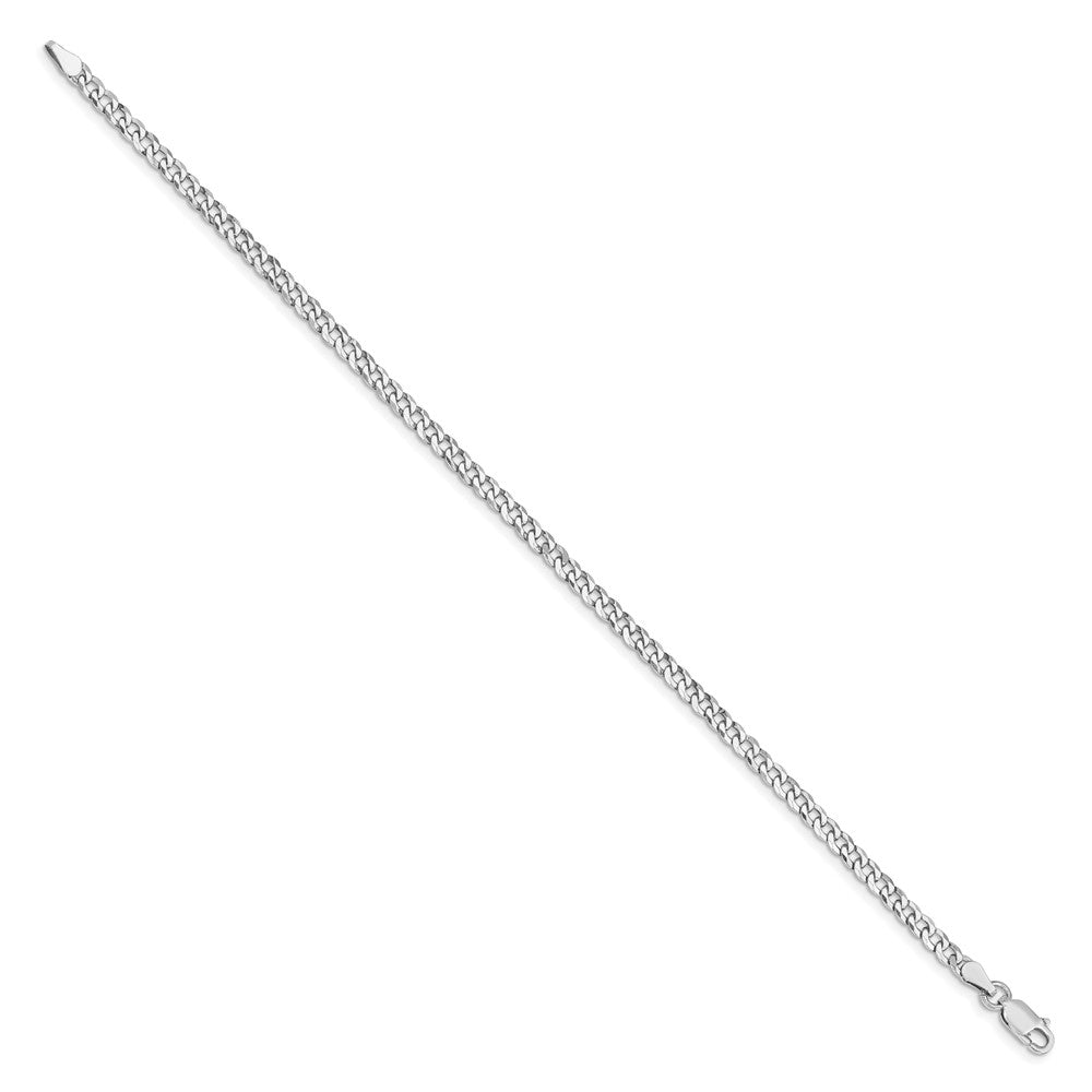 Sterling Silver Rhodium-plated 3.2mm Beveled Curb Chain QFB080R-8