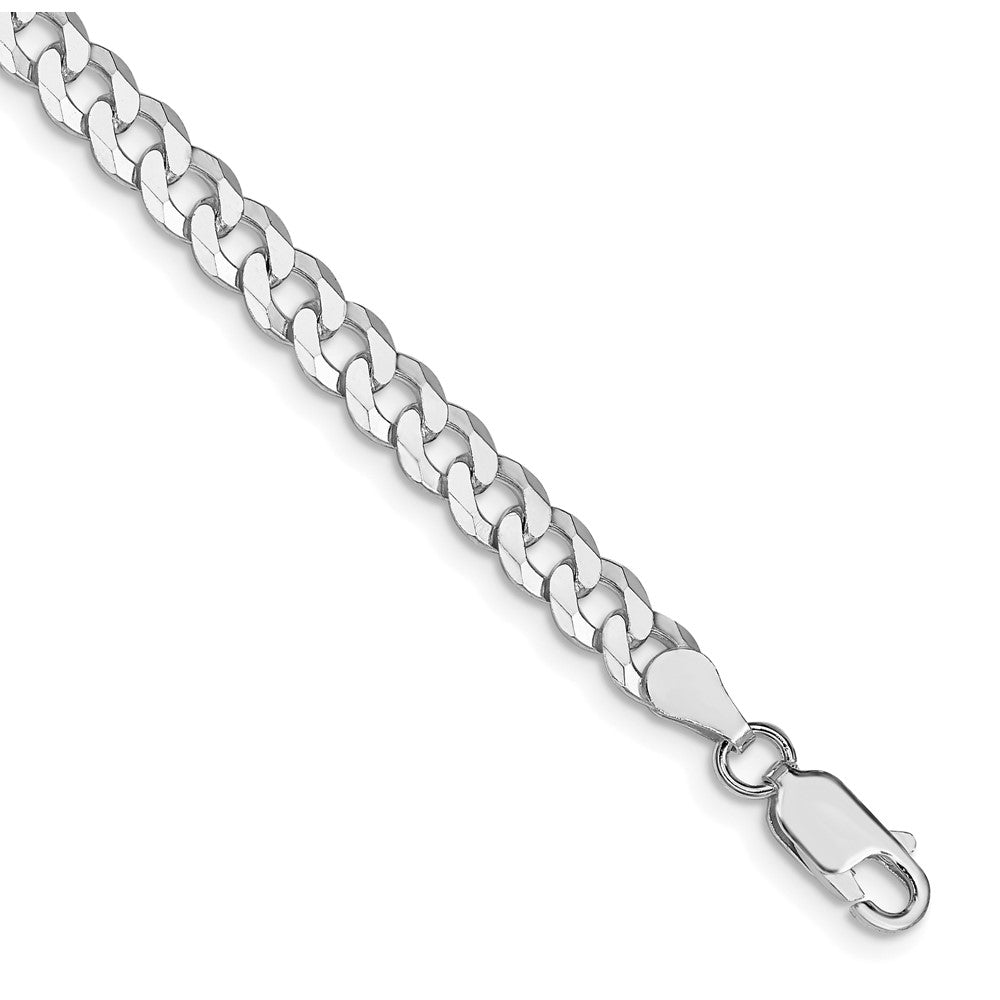 Sterling Silver Rhodium-plated 5mm Beveled Curb Chain QFB120R-8