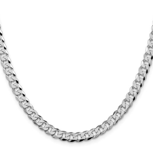 Sterling Silver Rhodium-plated 6mm Beveled Curb ChainQFB150R