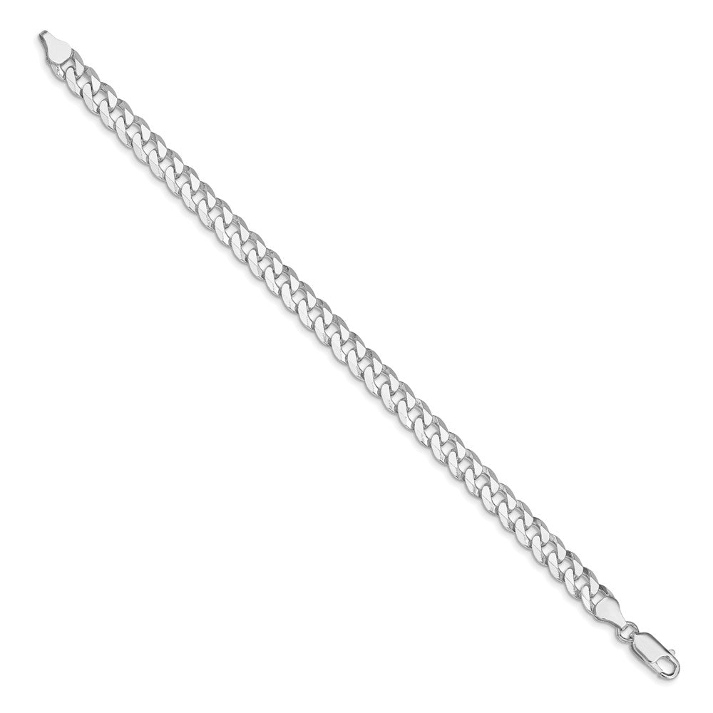 Sterling Silver Rhodium-plated 7mm Beveled Curb Chain QFB180R-8