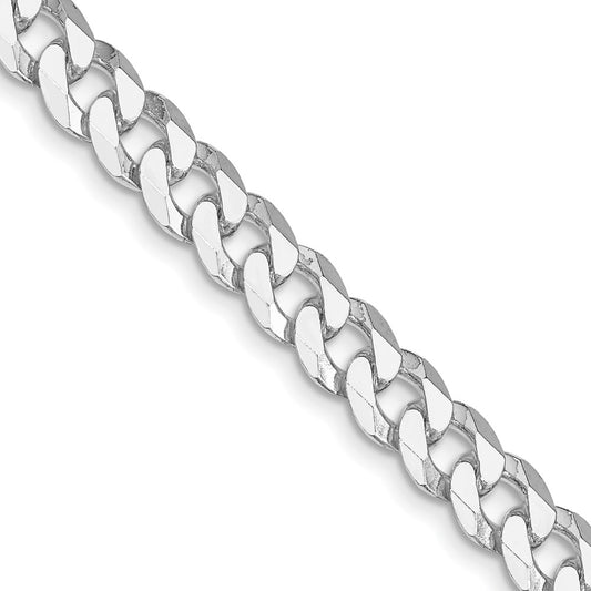 Sterling Silver Rhodium-plated 7mm Beveled Curb ChainQFB180R