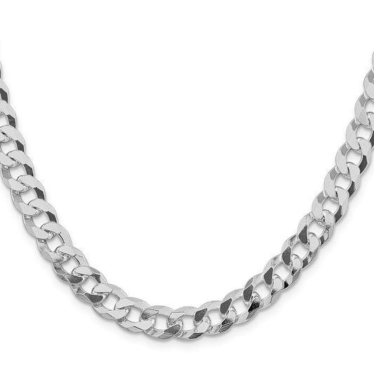 Sterling Silver Rhodium-plated 8.5mm Beveled Curb ChainQFB210R
