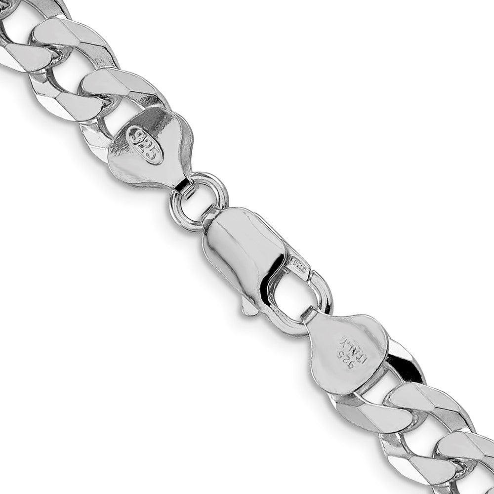 Sterling Silver Rhodium-plated 8.5mm Beveled Curb ChainQFB210R