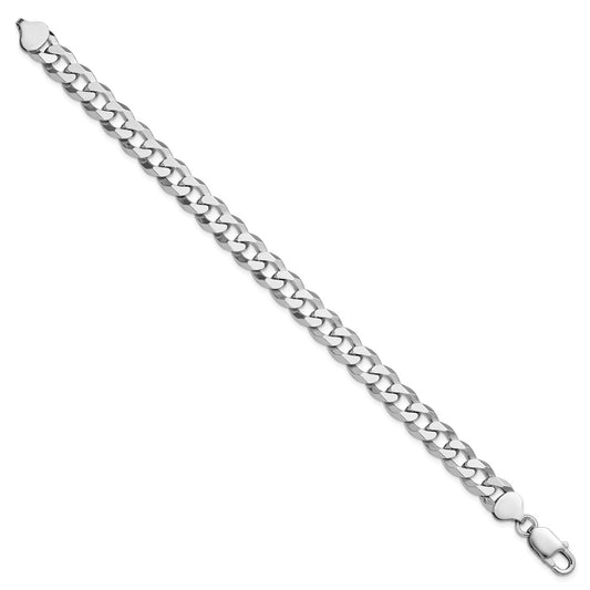 Sterling Silver Rhodium-plated 8.5mm Beveled Curb Chain QFB210R-8