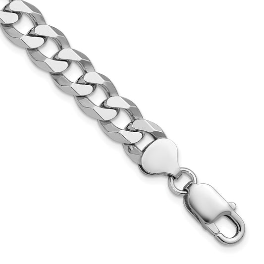 Sterling Silver Rhodium-plated 8.5mm Beveled Curb Chain QFB210R-8