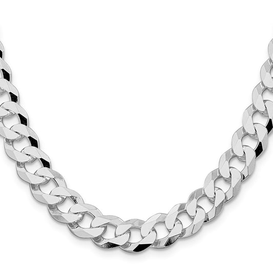Sterling Silver Rhodium-plated 10.6mm Beveled Curb ChainQFB250R