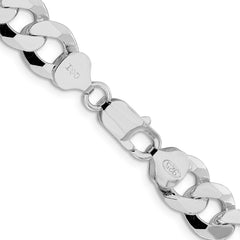 Sterling Silver Rhodium-plated 10.6mm Beveled Curb ChainQFB250R