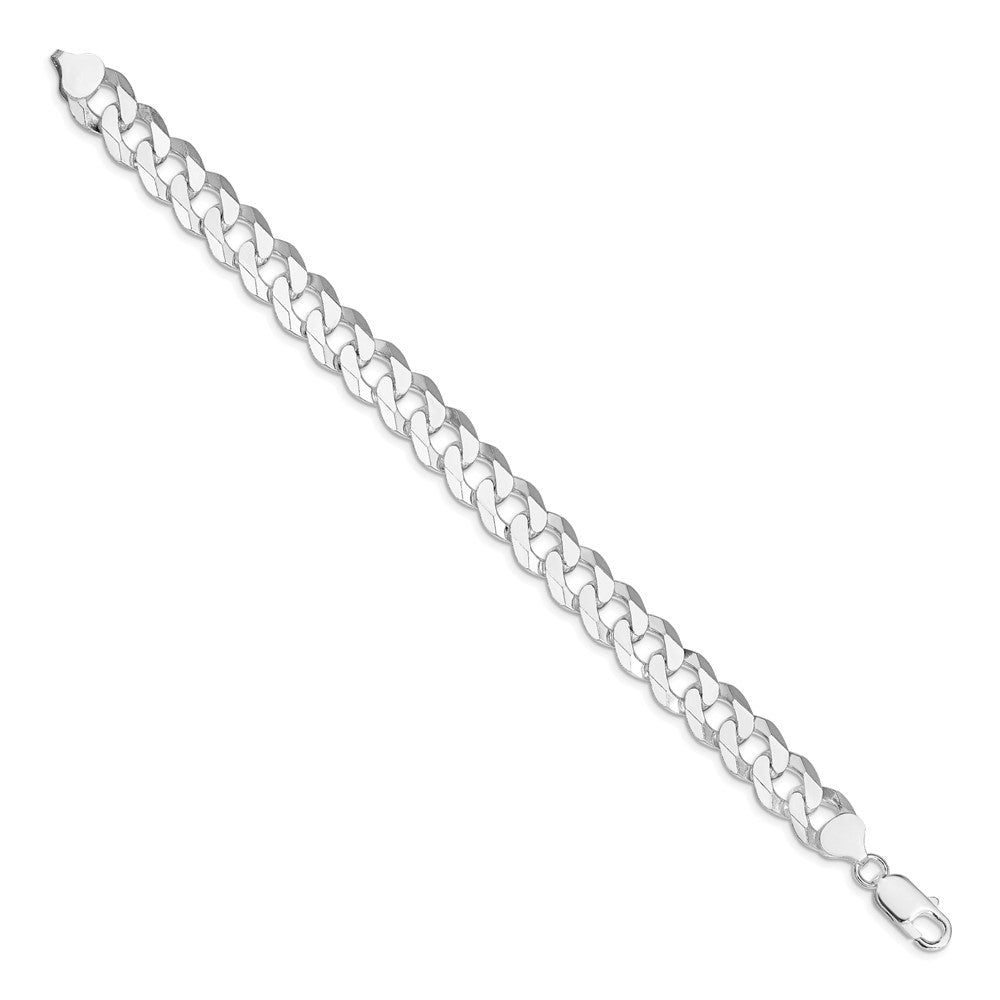 Sterling Silver Rhodium-plated 10.6mm Beveled Curb Chain QFB250R-8