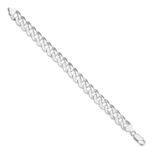 Sterling Silver Rhodium-plated 10.6mm Beveled Curb Chain QFB250R-8